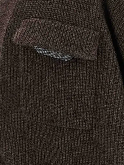 Brunello Cucinelli Longline Cashmere Cardigan Featuring Pockets In Brown