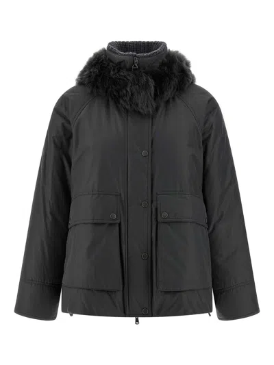 Brunello Cucinelli Cashmere Neck Down Jacket In Black