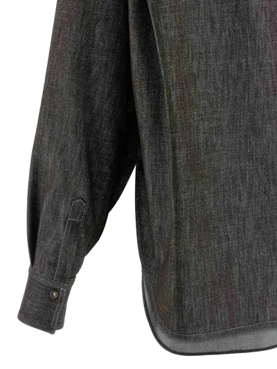 Brunello Cucinelli Brown Shirt With Classic Collar And Monil Detail On The Pocket In Cotton Blend Woman In Brown