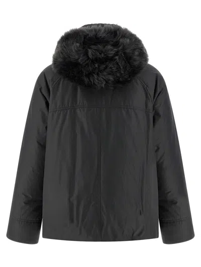 Brunello Cucinelli Cashmere Neck Down Jacket In Black