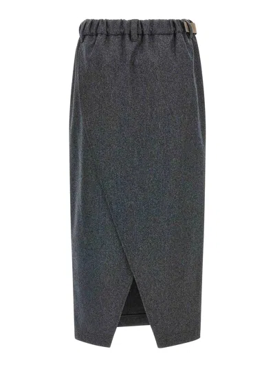 Brunello Cucinelli Fresh Wool Skirt In Gray
