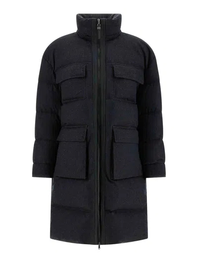 Brunello Cucinelli Shiny Zipper Pull Puffer Jackets Gray In Black