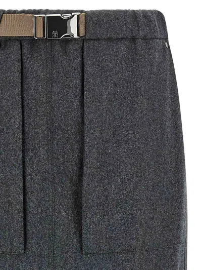 Brunello Cucinelli Fresh Wool Skirt In Gray