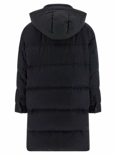 Brunello Cucinelli Shiny Zipper Pull Puffer Jackets Gray In Black