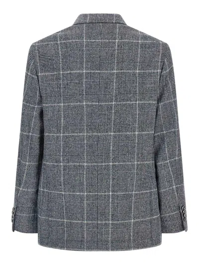 Brunello Cucinelli Notch Lapel Wool Jacket In Gray
