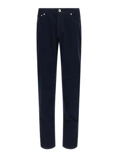 Brunello Cucinelli Corduroy Pants Blue In Blue