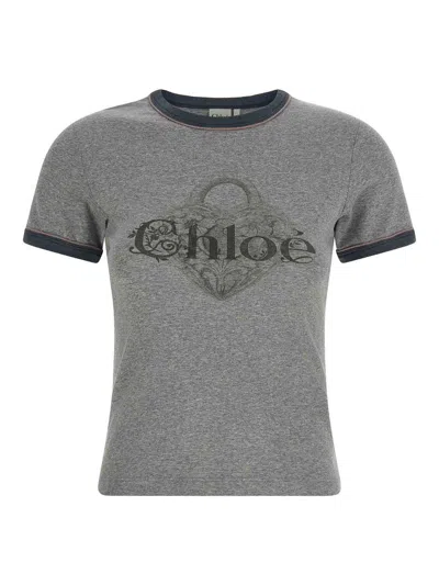 Chloé Chloe Cotton T-shirt Women In Gray