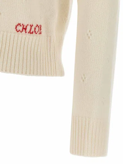 Chloé Chloe White Wool Blend Sweater In Neutral