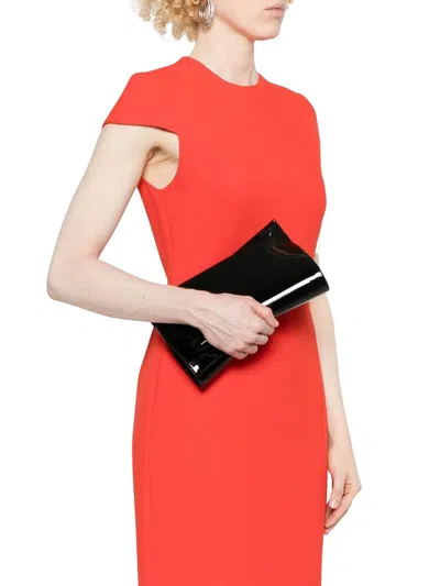 Christian Louboutin Loubitwist Clutch Shoulder Bag In Black Patent Leather In Black