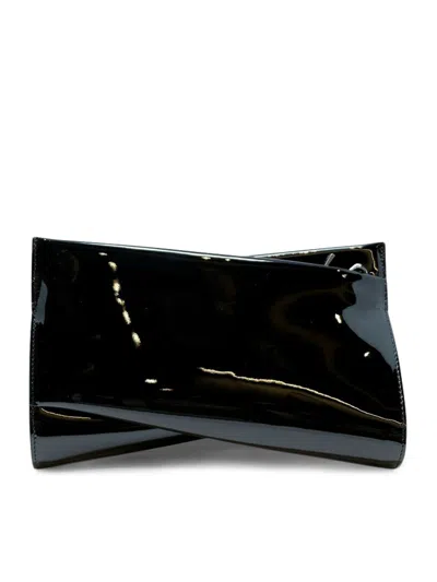 Christian Louboutin Loubitwist Clutch Shoulder Bag In Black Patent Leather In Black
