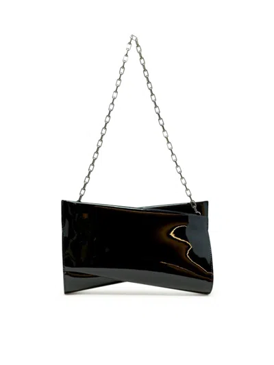 Christian Louboutin Loubitwist Clutch Shoulder Bag In Black Patent Leather In Black
