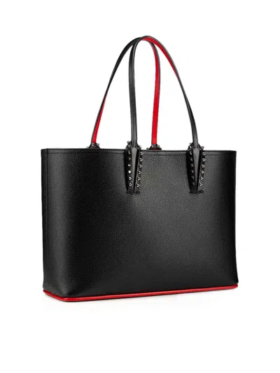 Christian Louboutin Women Cabata Leather Shoulder Bag With Studs In Black