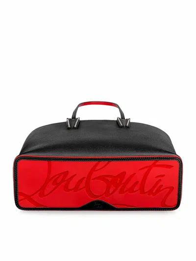 Christian Louboutin Women Cabata Leather Shoulder Bag With Studs In Black