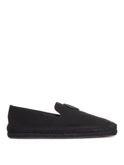Christian Louboutin Nanou Mooncrest Ivy Canvas Espadrilles In Black