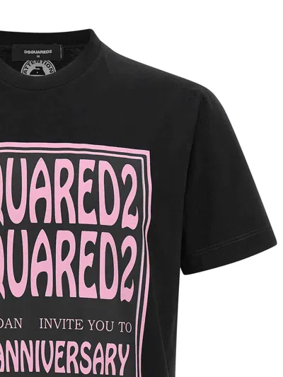 Dsquared2 Black T-shirt With 30th Anniversary Pink Print In Black