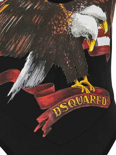Dsquared2 Better Racerback Graphic Bodysuit In Black