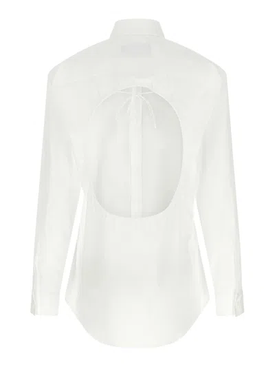 Dsquared2 Wide Back Cut-out Cotton Shirt With Drawstring Detail In White