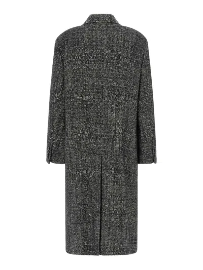 Dolce & Gabbana Double-breasted Long Coat Side Pockets In Animal Print