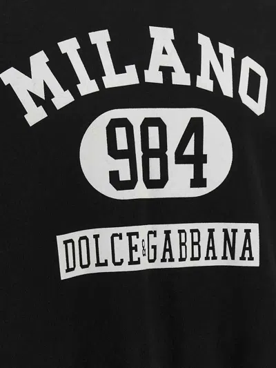 Dolce & Gabbana Hooded Sweatshirt In Jersey With Print In Black