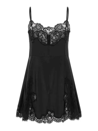 Dolce & Gabbana Lace And Satin Evening Dress In Black