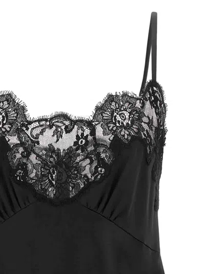 Dolce & Gabbana Lace And Satin Evening Dress In Black