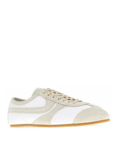 Dries Van Noten Low-profile Premium Leather And Suede Sneakers In White