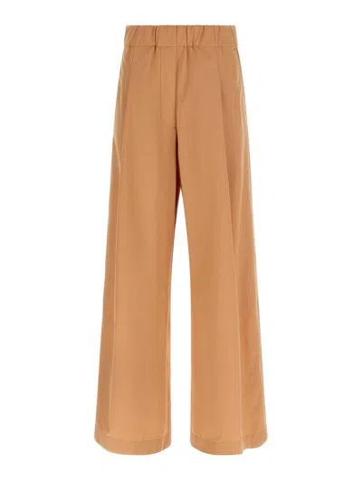 Dries Van Noten Wide Leg Trousers Elastic Waistband In Brown
