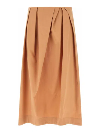 Dries Van Noten High Waist Midi Pleated Skirt In Brown
