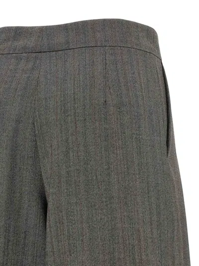 Dries Van Noten Wide Gray Wool Palazzo Pants In Green