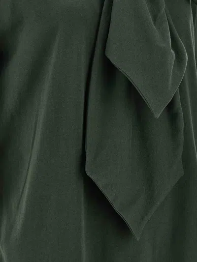 Dries Van Noten Bow Detail Crew Neck Short Sleeve Top In Green