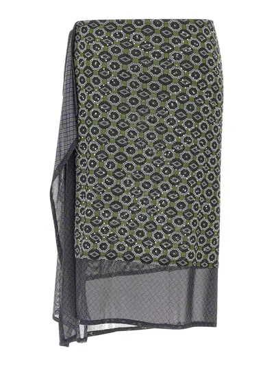 Dries Van Noten Asymmetric Skirt Featuring Geometric Design In Multi