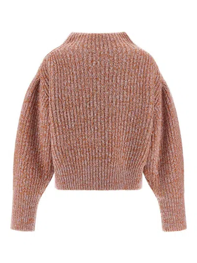 Dries Van Noten Chunky Knit High Neck Sweater With Brooch In Brown
