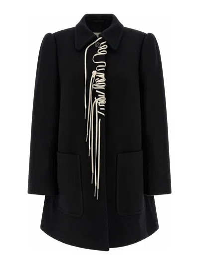 Dries Van Noten Structured White Jacket With High Shoulder Pads And Elegant Collar In Black