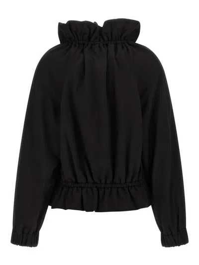 Dries Van Noten Drawstring Collar Sweatshirt With Elasticated Cuffs And Hem In Black