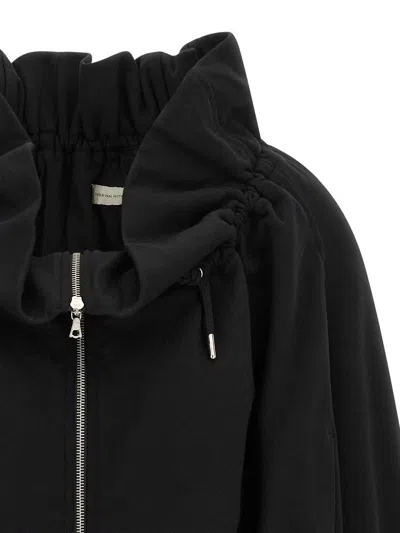 Dries Van Noten Drawstring Collar Sweatshirt With Elasticated Cuffs And Hem In Black