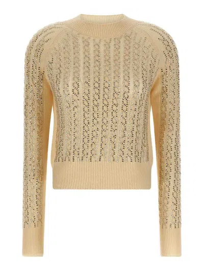 Ermanno Scervino Baguette Studded Sweater Sweaters And Cardigans Beige In Neutral