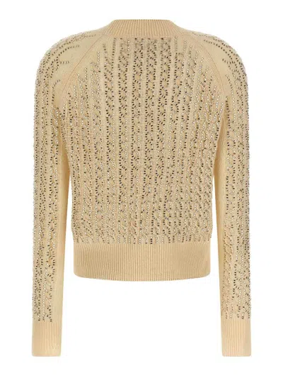 Ermanno Scervino Baguette Studded Sweater Sweaters And Cardigans Beige In Neutral