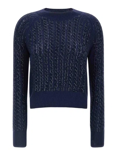 Ermanno Scervino Baguette Studded Sweater In Blue