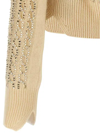 Ermanno Scervino Baguette Studded Sweater Sweaters And Cardigans Beige In Neutral