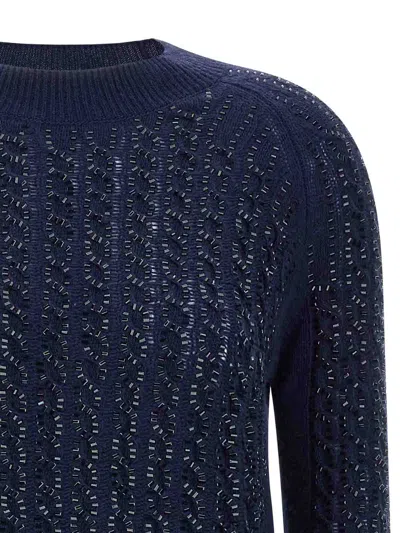 Ermanno Scervino Baguette Studded Sweater In Blue