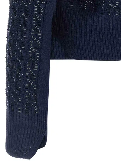 Ermanno Scervino Baguette Studded Sweater In Blue