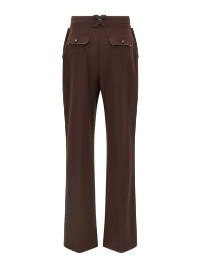 Elisabetta Franchi Palazzo Pants In Brown