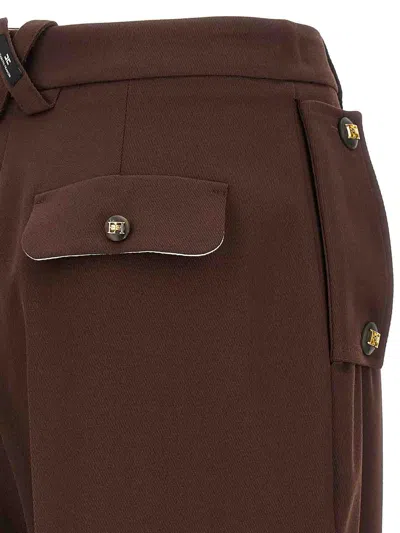 Elisabetta Franchi Palazzo Pants In Brown