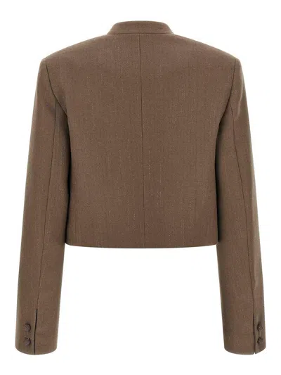 Fabiana Filippi Cropped Pinstripe Jacket In Brown