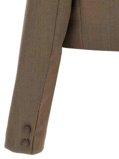 Fabiana Filippi Cropped Pinstripe Jacket In Brown