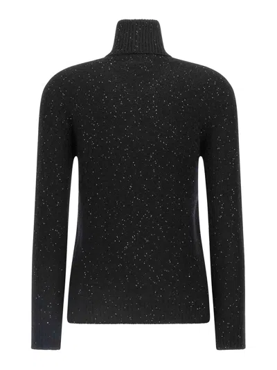 Fabiana Filippi Sequin Turtleneck Sweater Sweaters And Cardigans Black In Blue