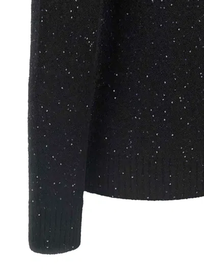 Fabiana Filippi Sequin Turtleneck Sweater Sweaters And Cardigans Black In Blue