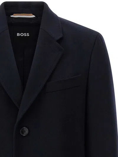 Hugo Boss Boss Regular Fit Coat In Wool And Cashmere In Multi