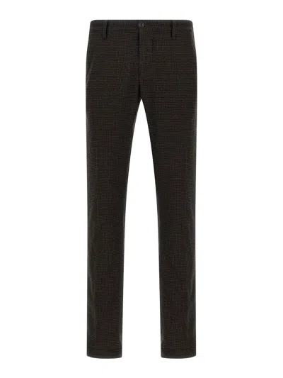 Incotex Vichy Patterned Wool Pants In Black