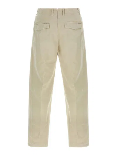 Incotex Pleated Front Cotton Trousers With Belt Loops In Neutral